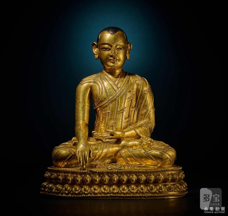 14世纪（丹萨替） 铜鎏金止贡巴·仁钦贝像 - 图2